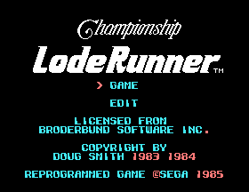 Championship Lode Runner Title Screen
